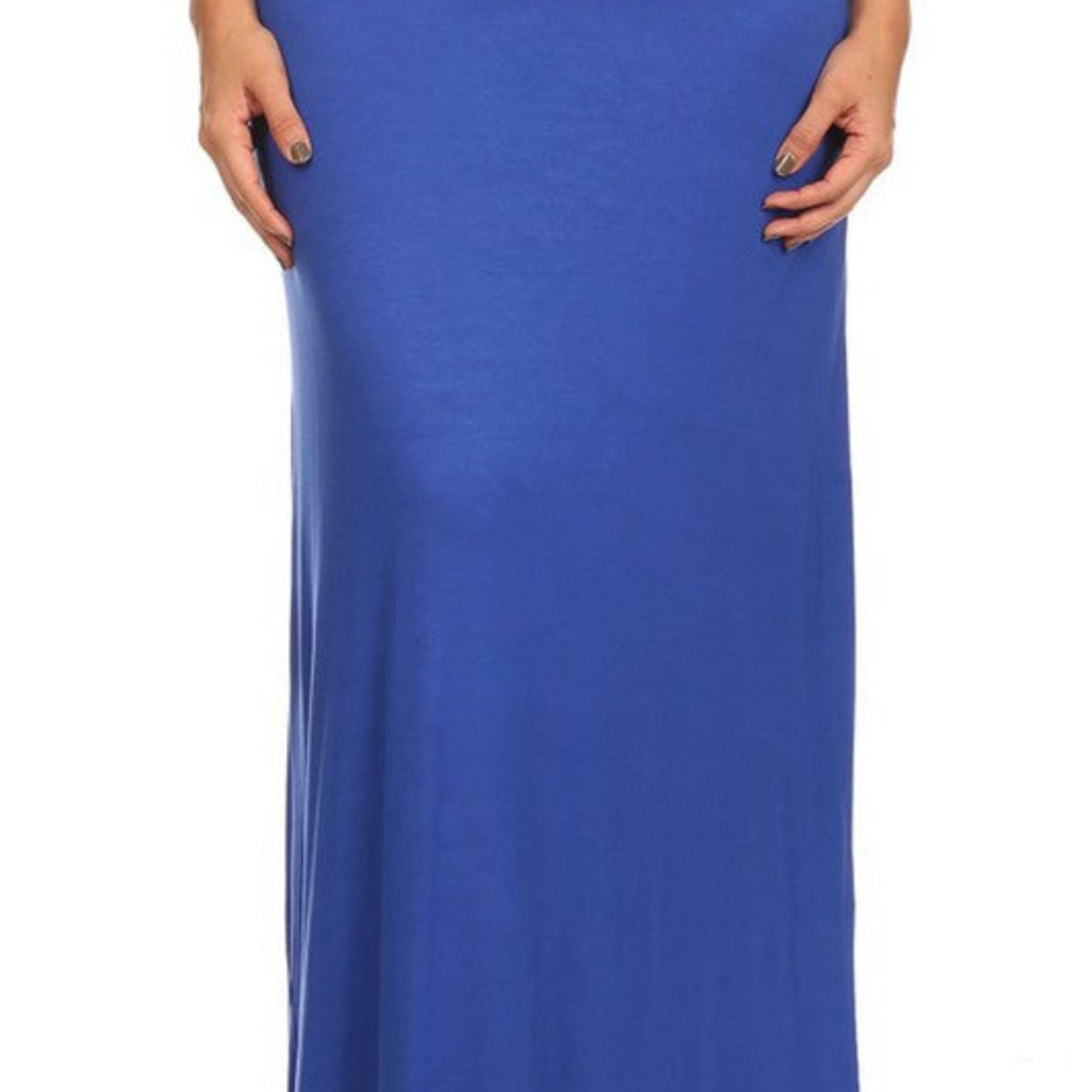 Plus Size Solid High Waisted A-Line Maxi Skirt