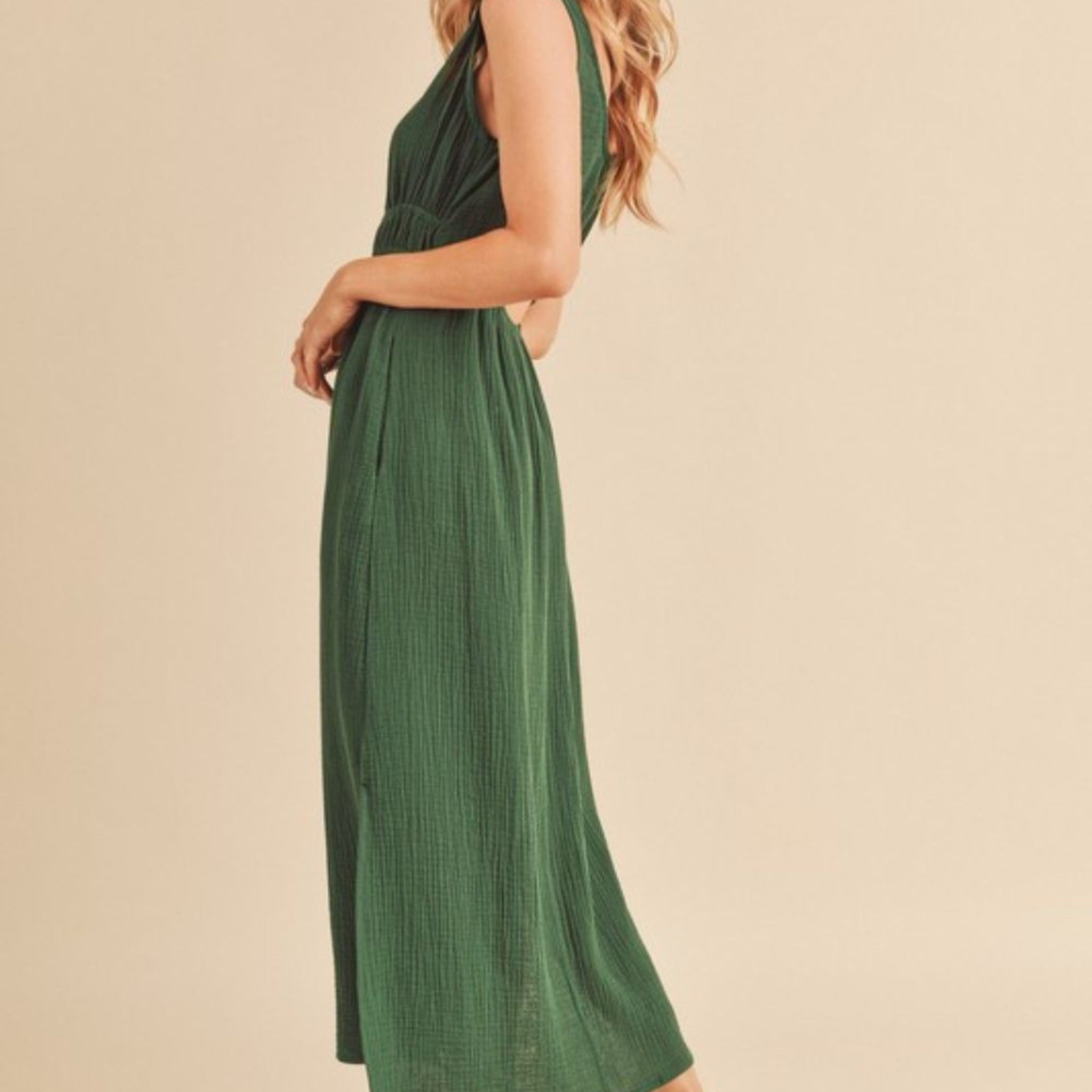 Aemi and Co Side Slit Round Neck Sleeveless Tank Dress