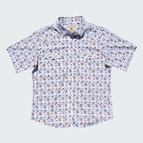 Short-sleeve shirt with a pattern on a white background