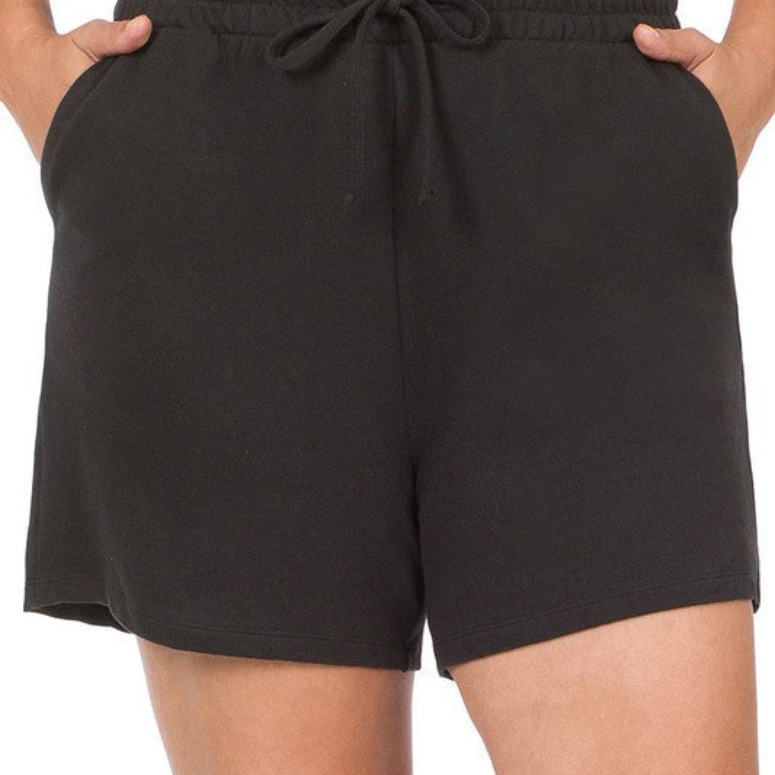 Plus French Terry Drawstring Waist Shorts - Sun of the Beach Boutique