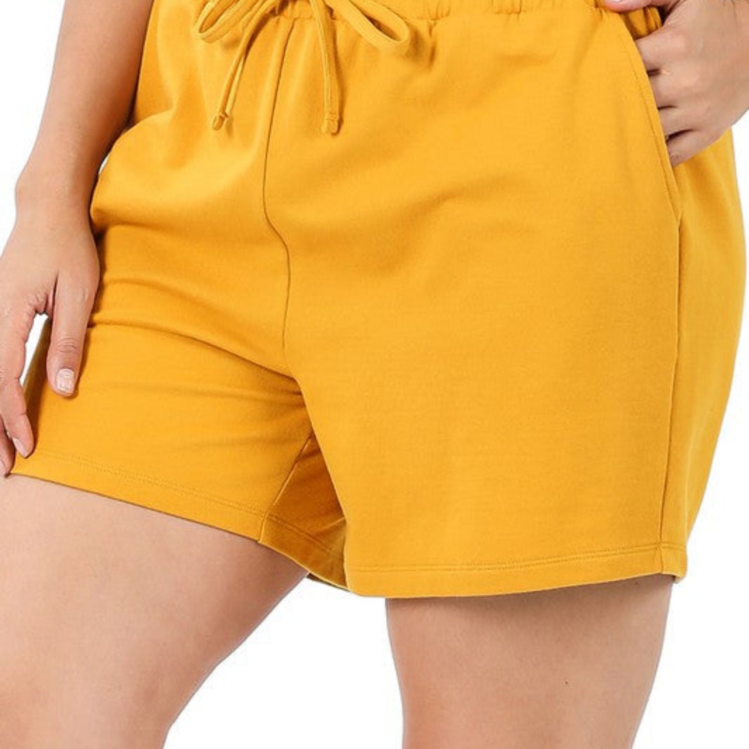 Plus French Terry Drawstring Waist Shorts - Sun of the Beach Boutique