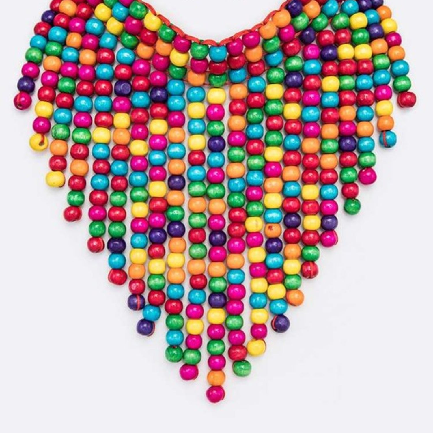 Wooden Beads Statement Necklace Set