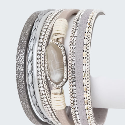 Genuine Stone Mix Media Magnetic Cuff