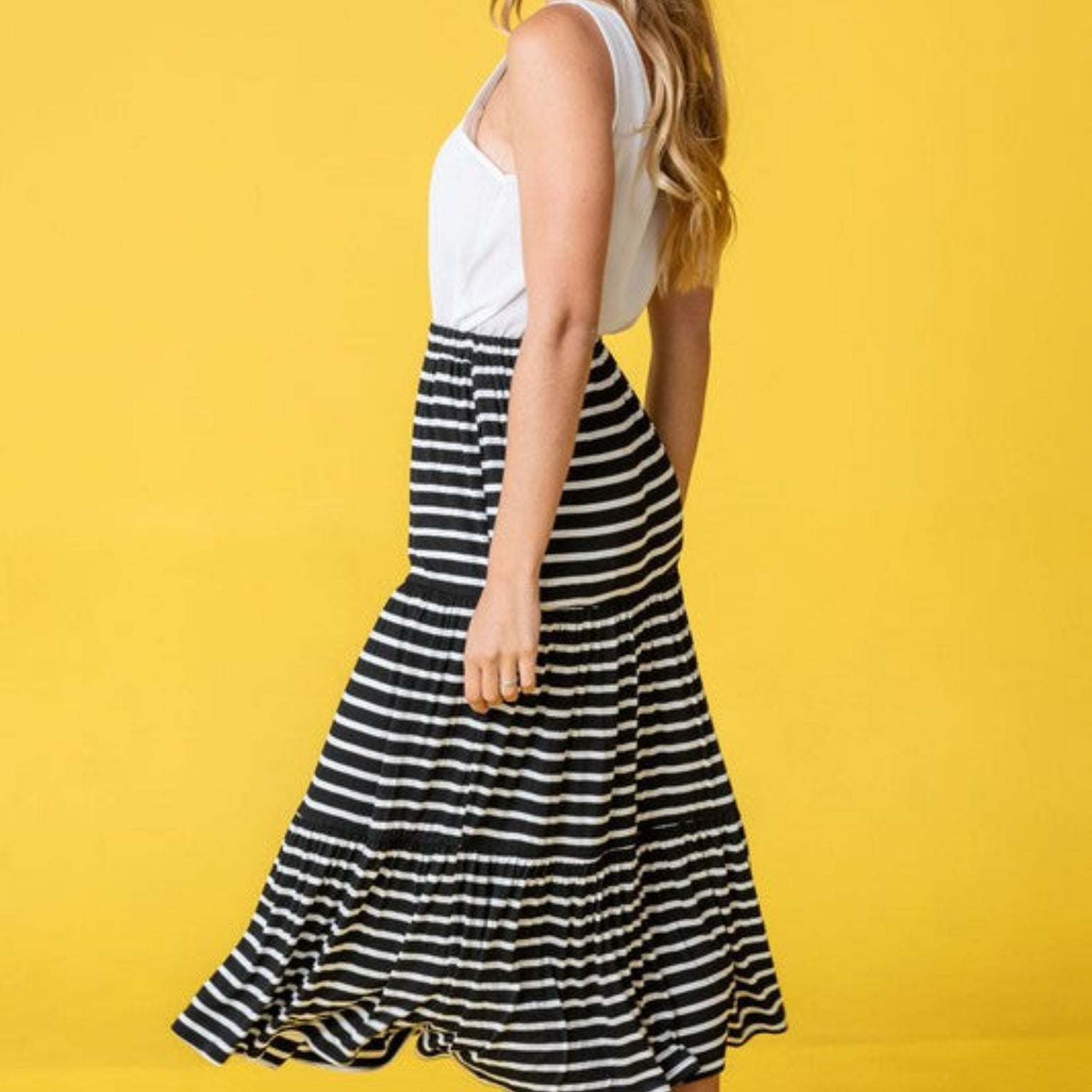 black stripe skirt