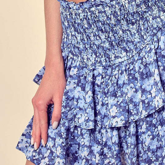 Dizzy Floral Printed Tiered Skorts