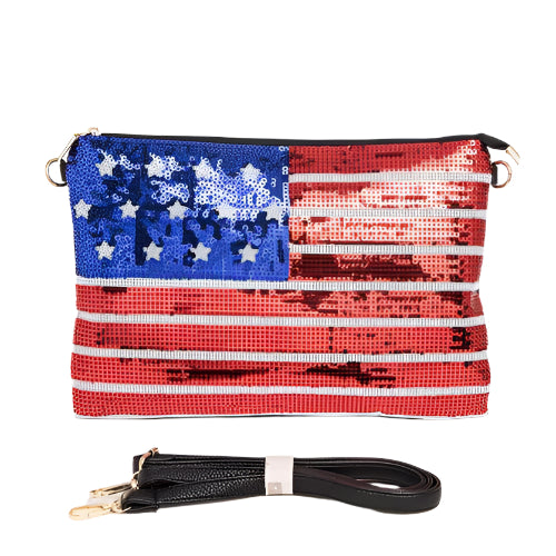 USA Flag Sequins Convertible Crossbody Bag