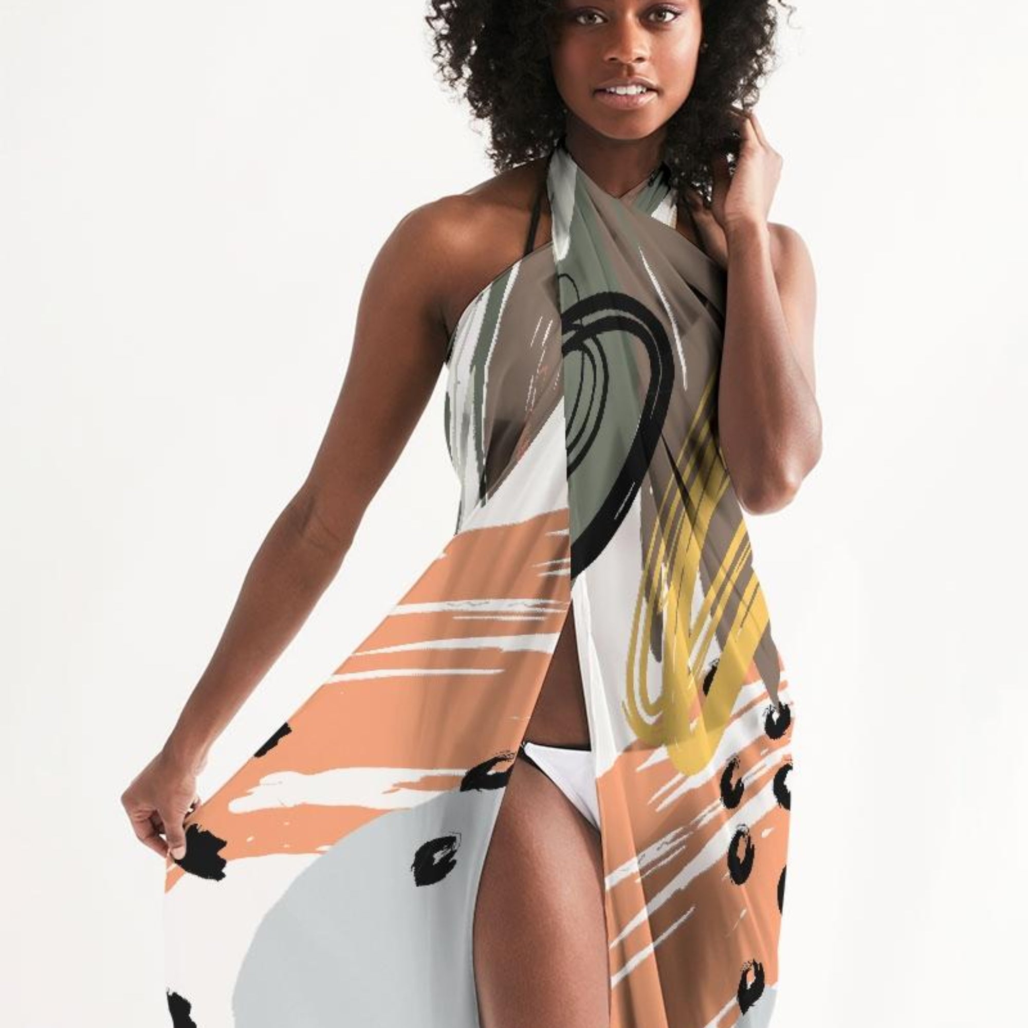Sheer Circular Multicolor Green Sarong
