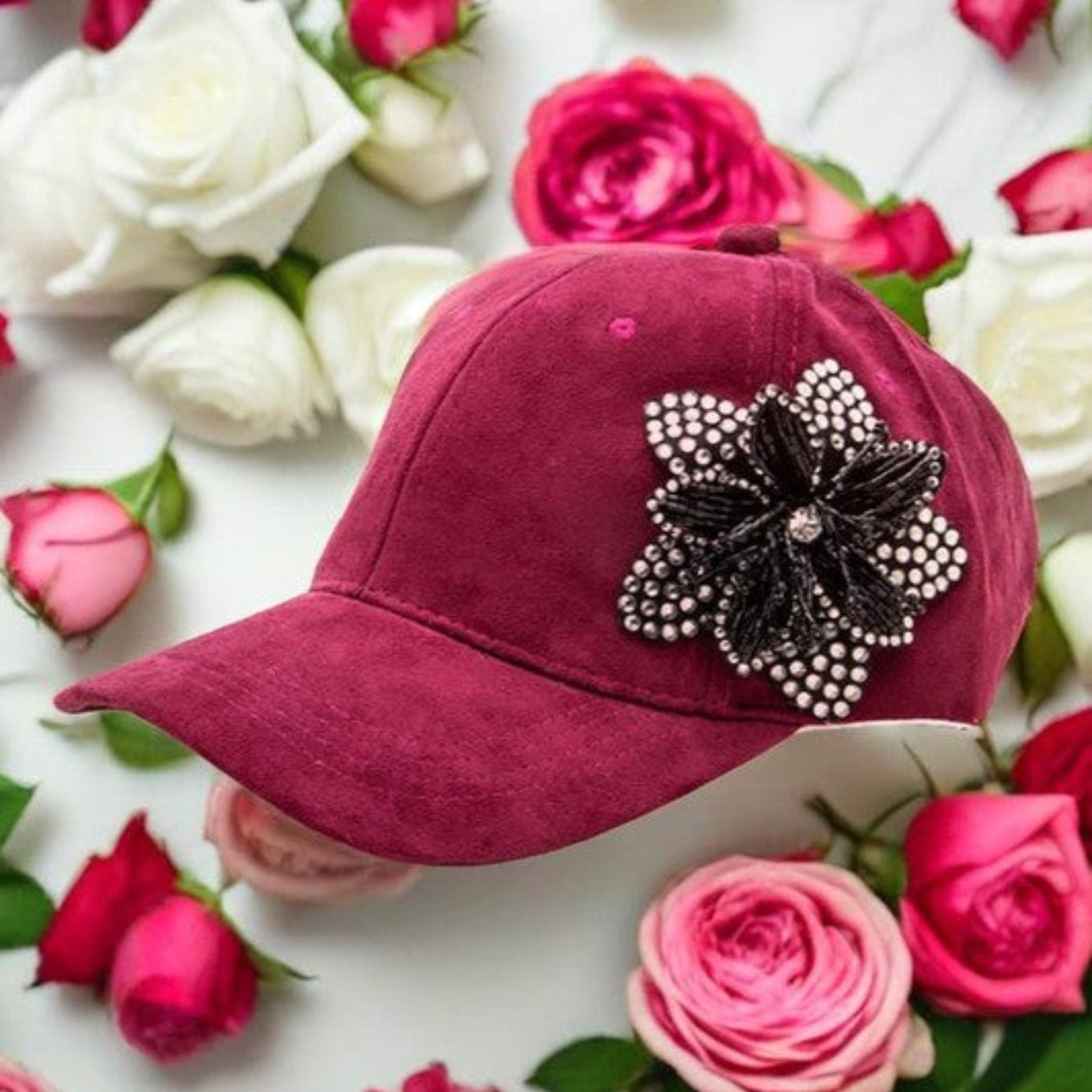 Beaded Flower Rhinestone Beaded Flower Cap