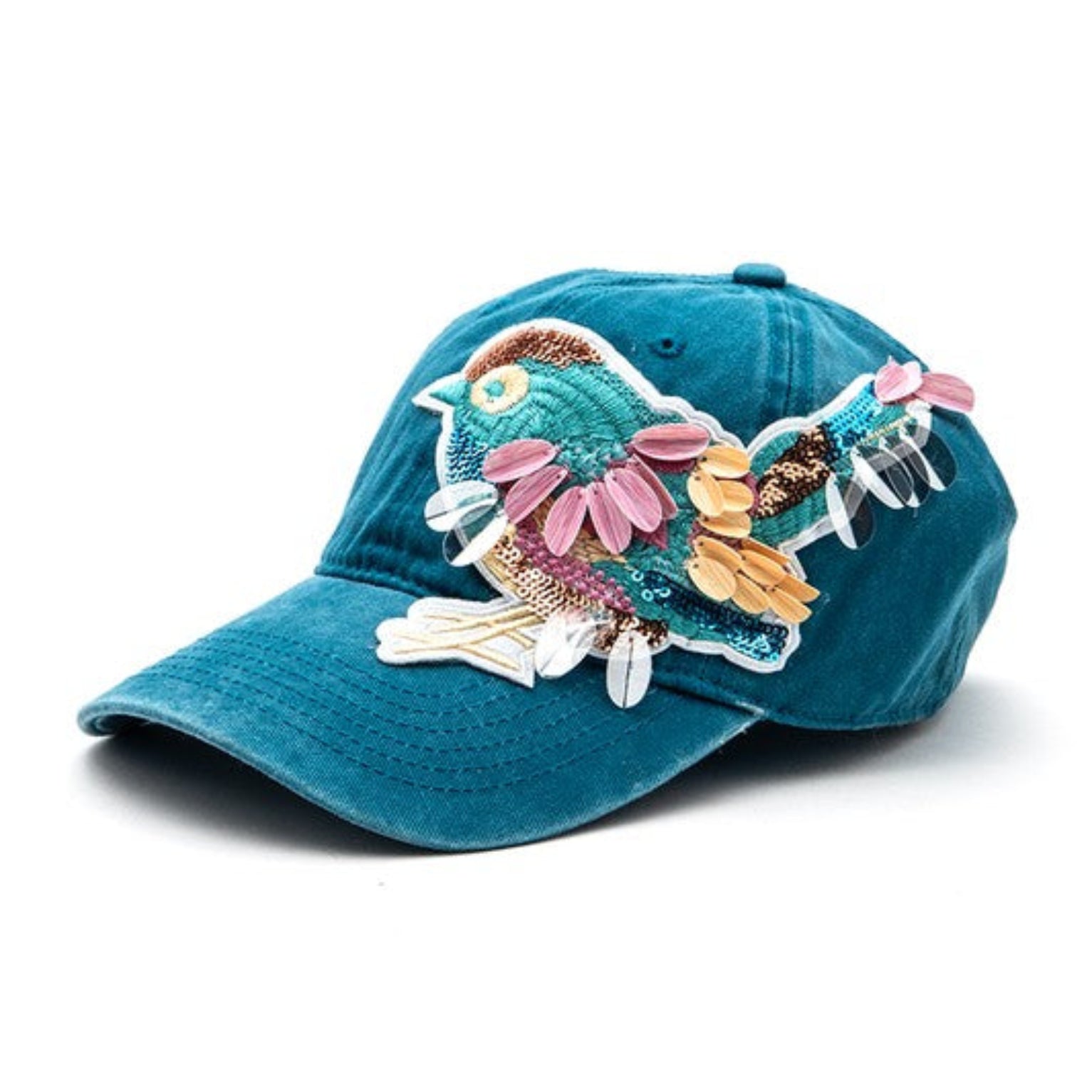 Mix Media Bird Patch Vintage Cotton Canvas Cap