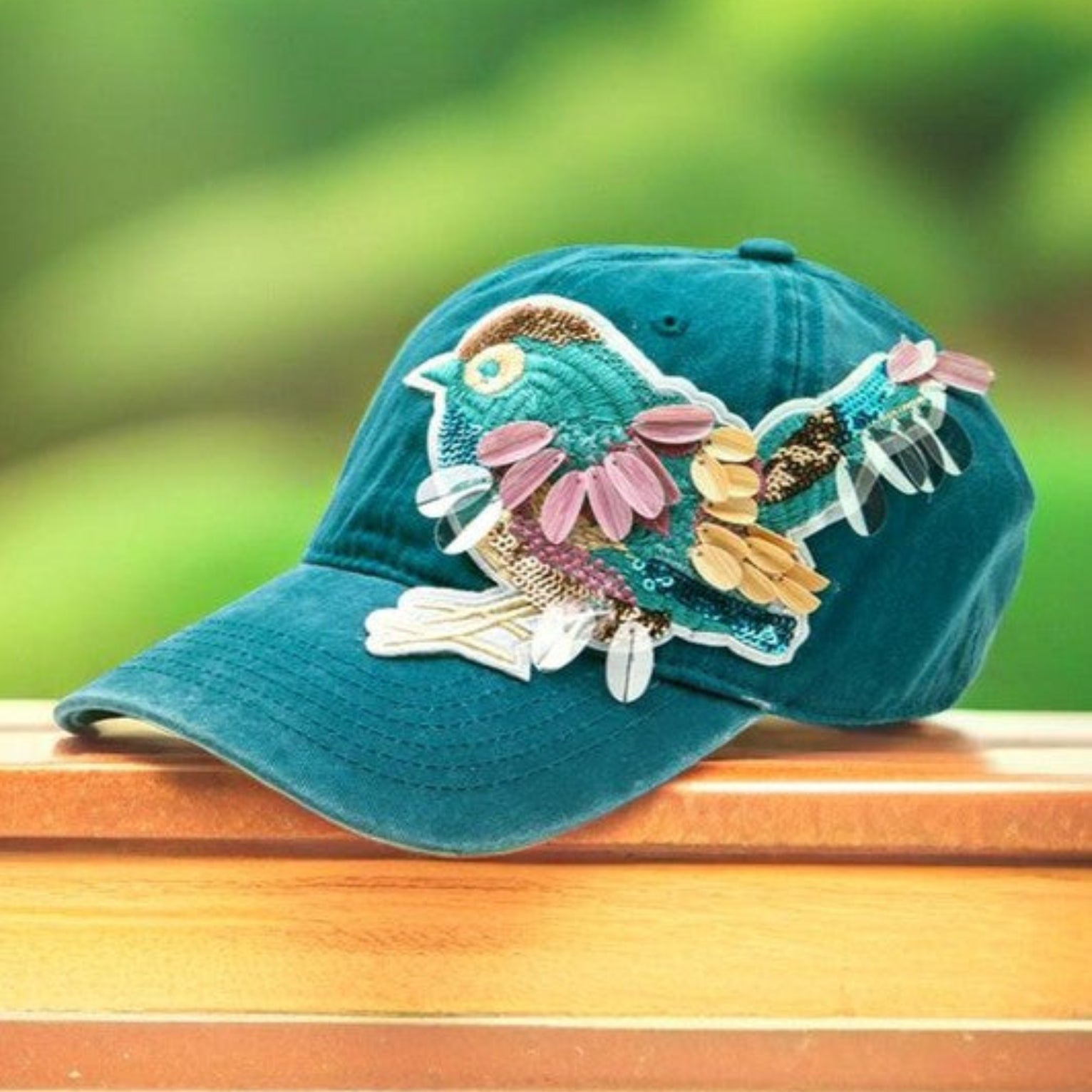 Mix Media Bird Patch Vintage Cotton Canvas Cap