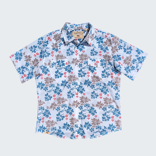Floral patterned shirt on a white background