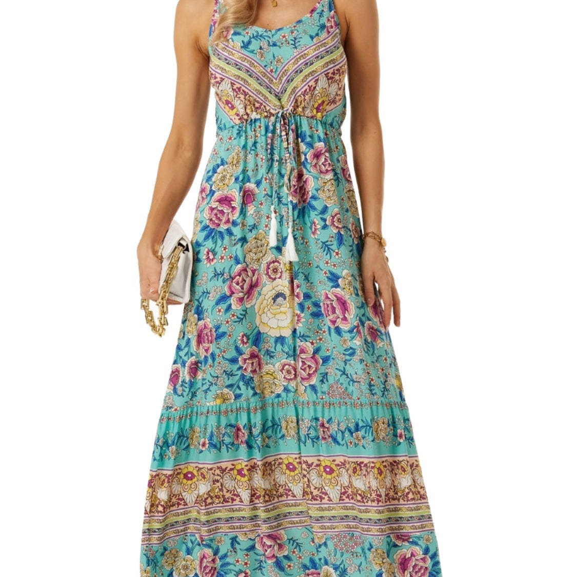 Printed Scoop Neck Midi Cami Dress