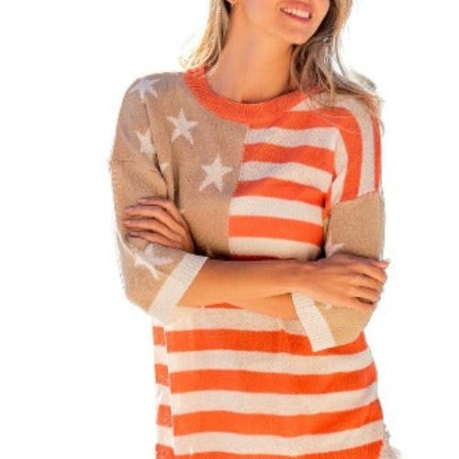 BiBi American Flag Round Neck Knit Top