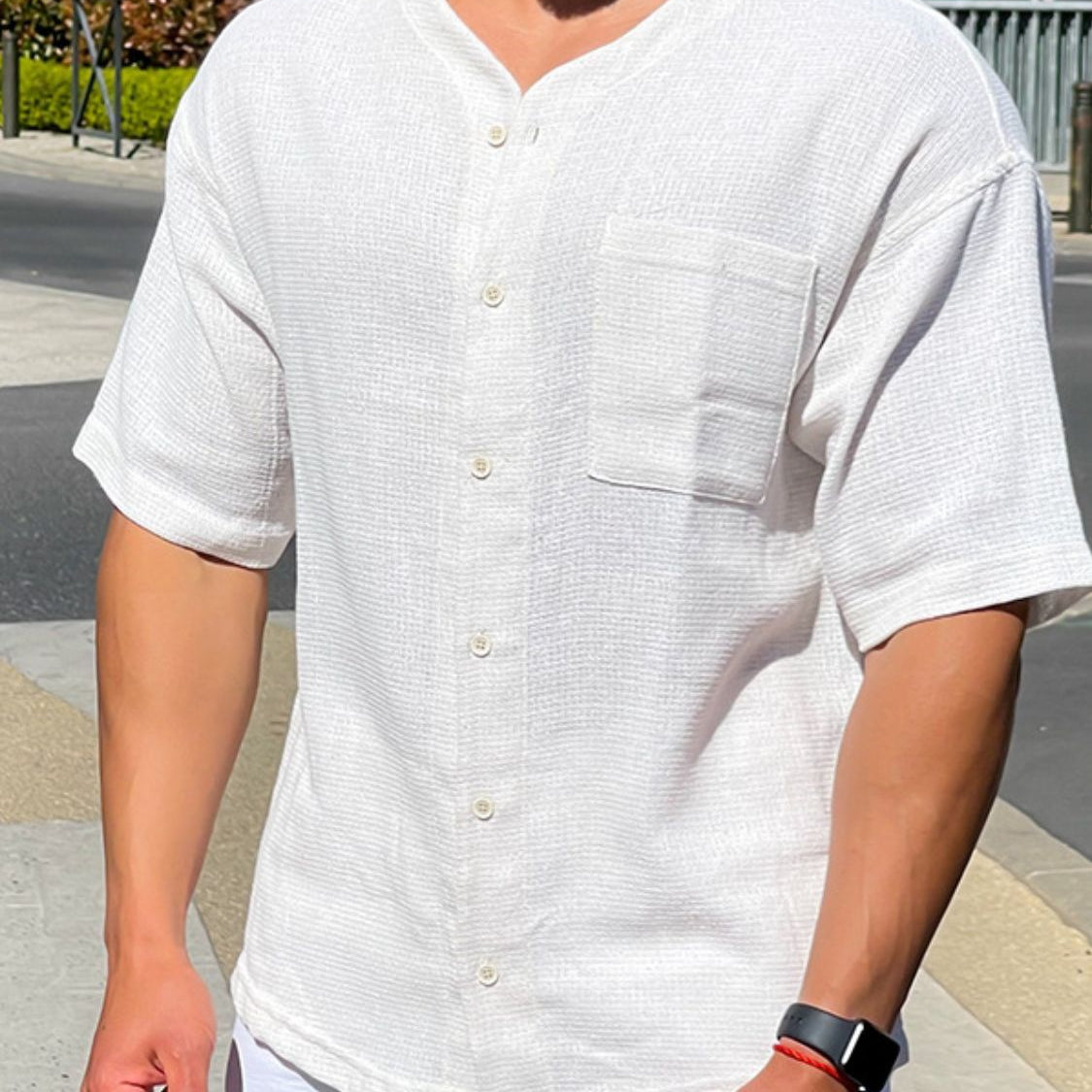 Plus Size Chest Pocket Button Down Shirt