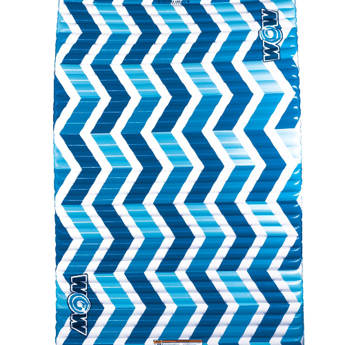 Blue and white zigzag patterned mat with 'WOW' branding on a white background
