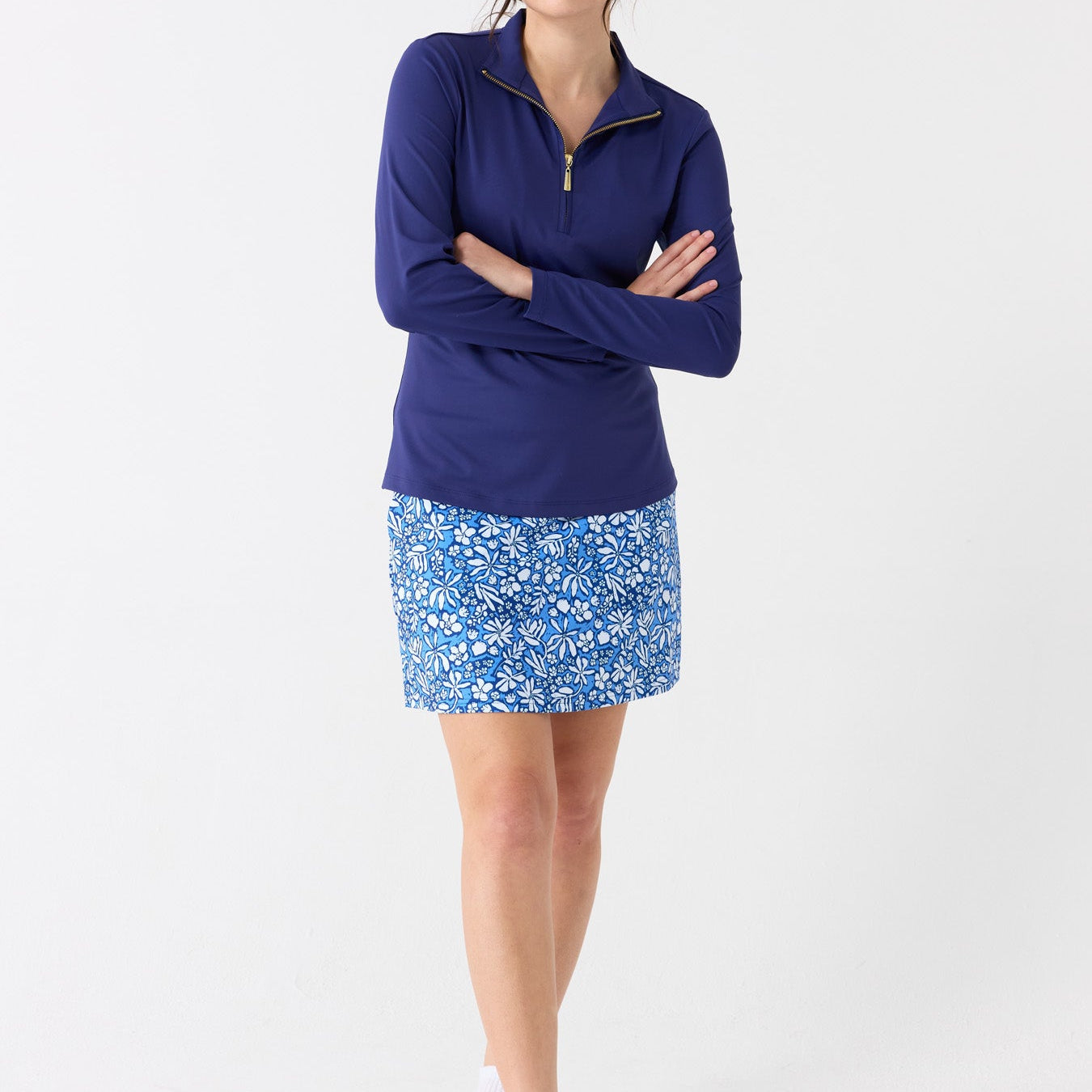 Cabana Life Navy 1/4 Zip Sport Top