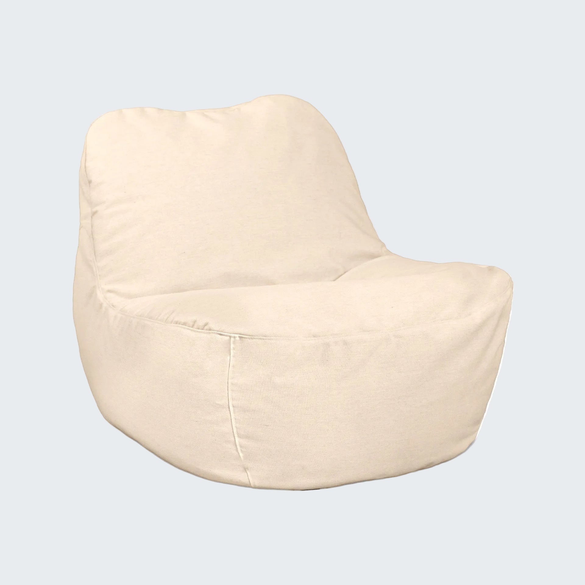 Beige bean bag chair on a white background