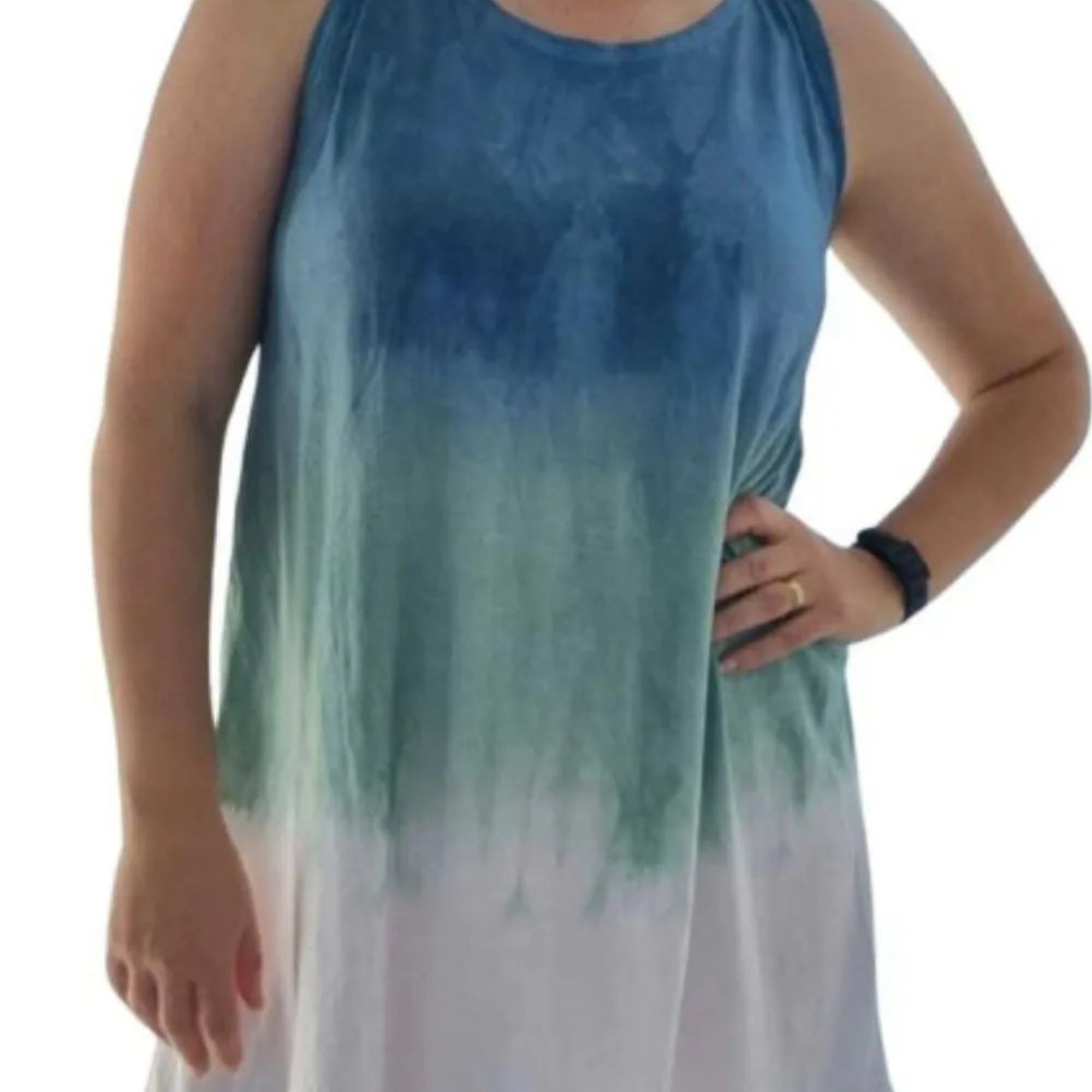Full Size Tie-Dye Sleeveless Mini Tank Dress