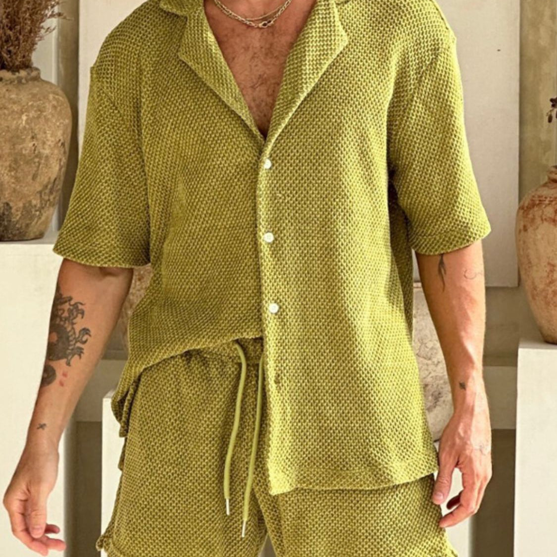 Plus Size Button Down Half Sleeve Top and Shorts Set