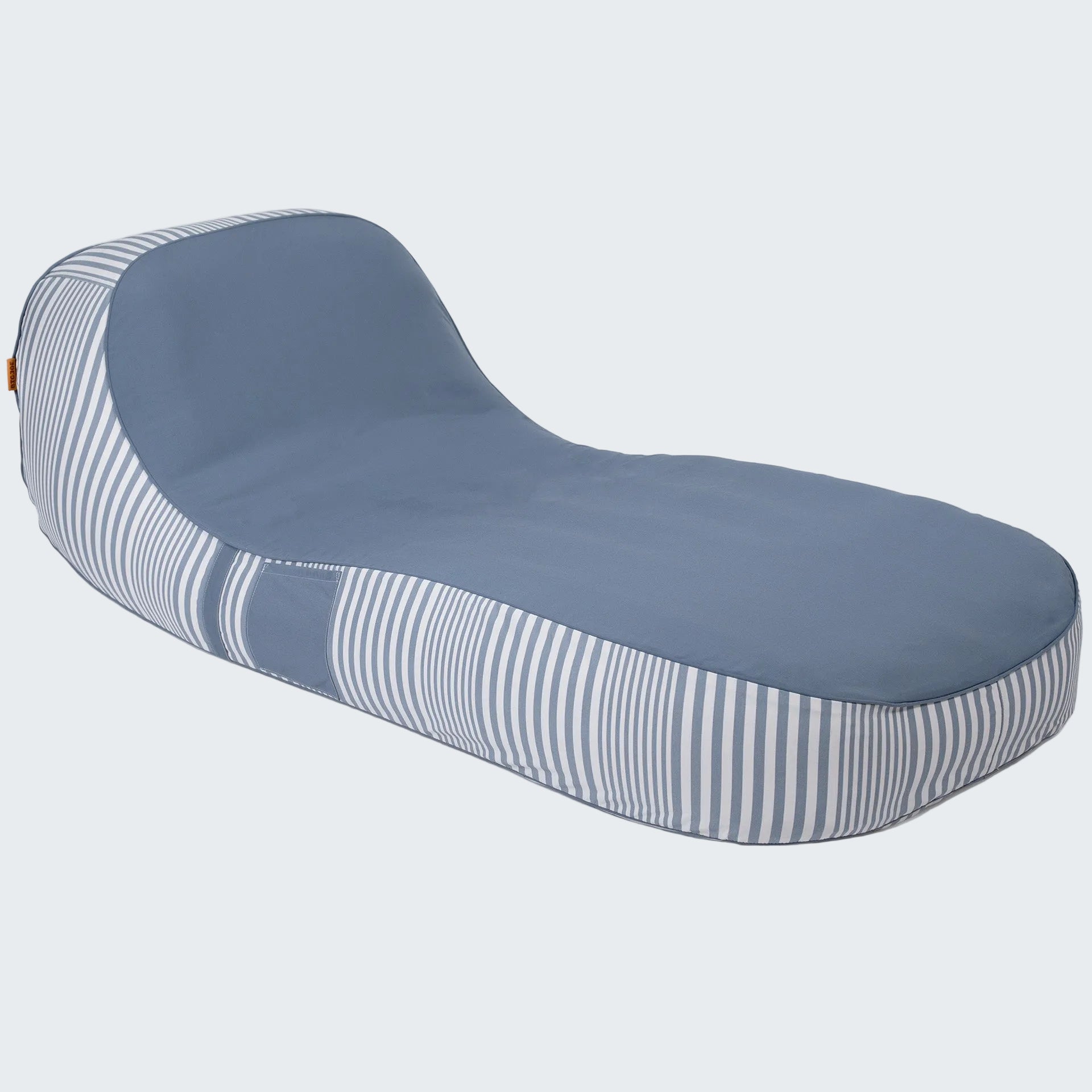 Blue and white striped seat cover on a white background