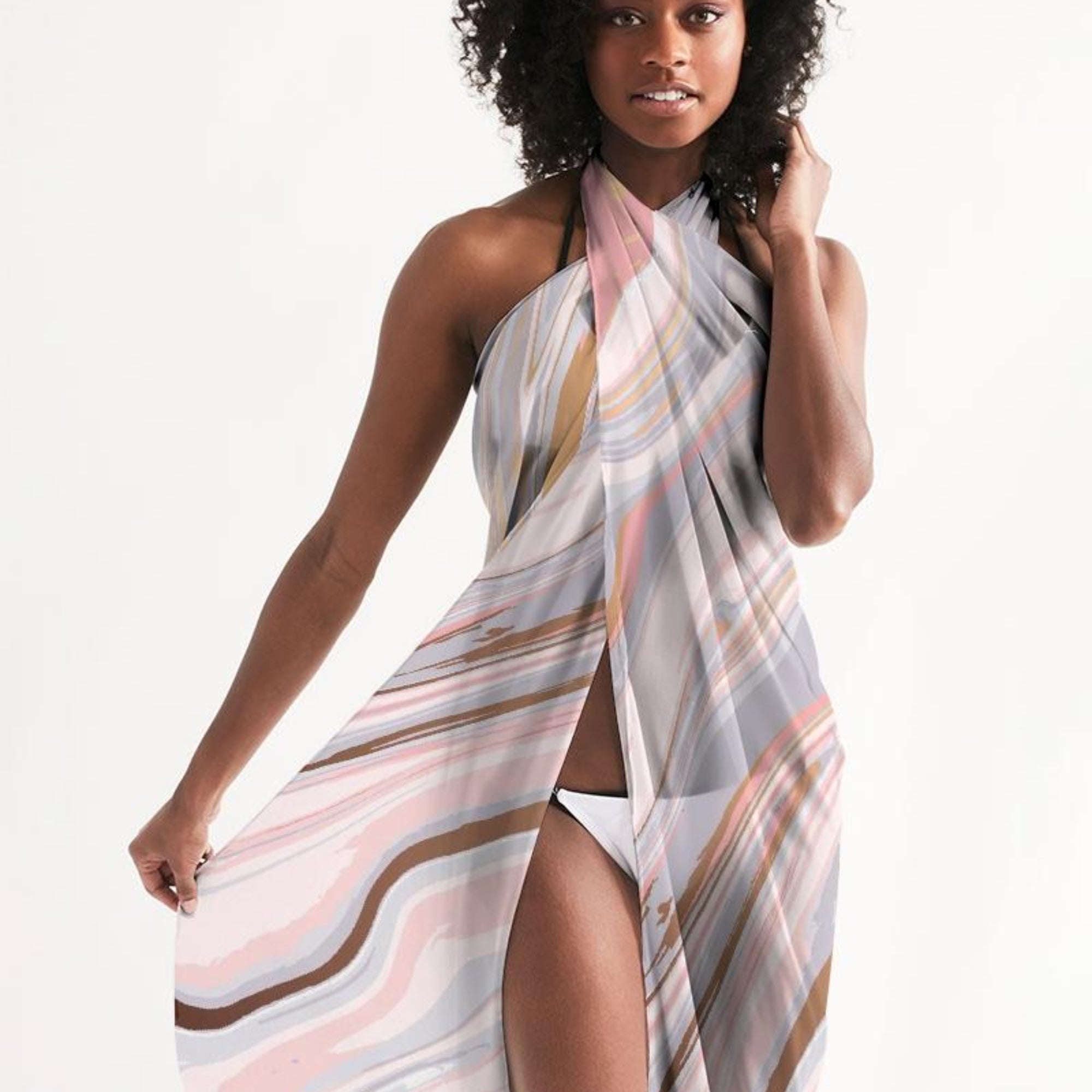 Sheer Love Marble Swimsuit Sarong