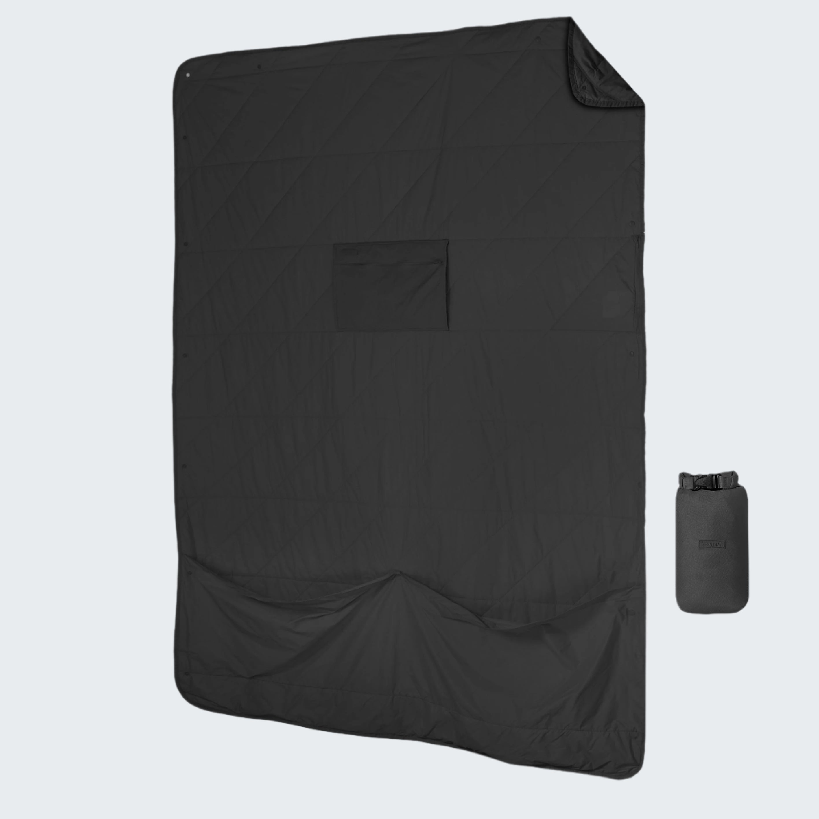 Black car cover with a smaller black car cover on a white background