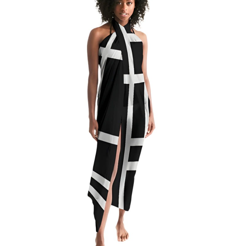 Geometric Black and White Sarong
