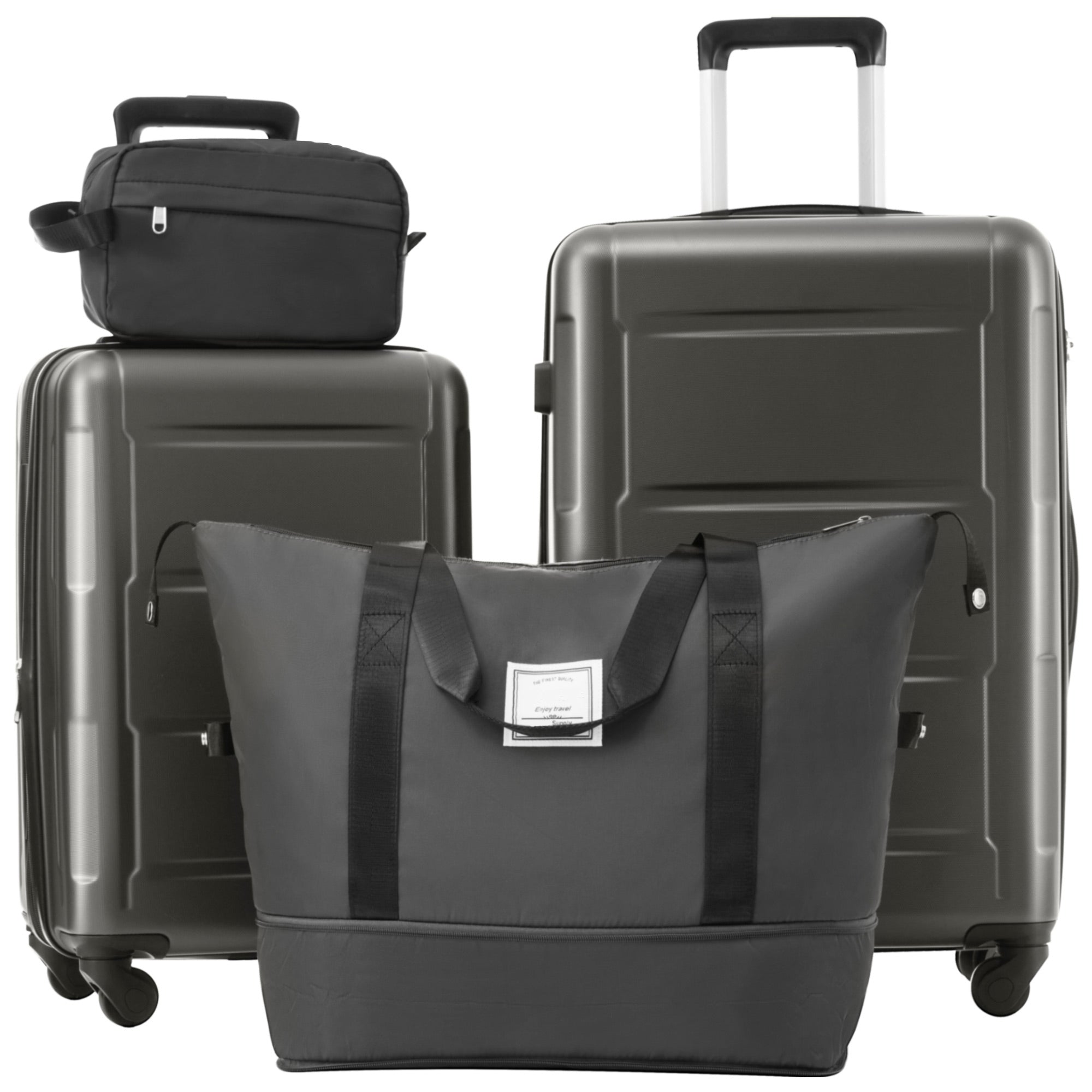 Dark Gray Luggage Set with Bags Expandable Spinner Wheels
