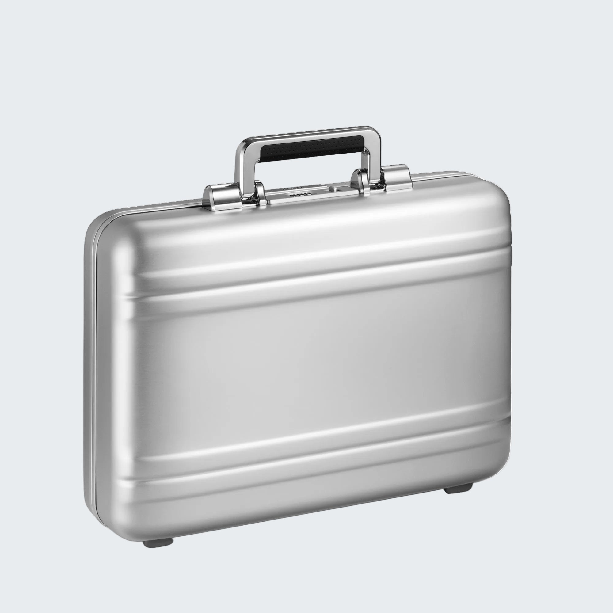 Silver briefcase on a white background