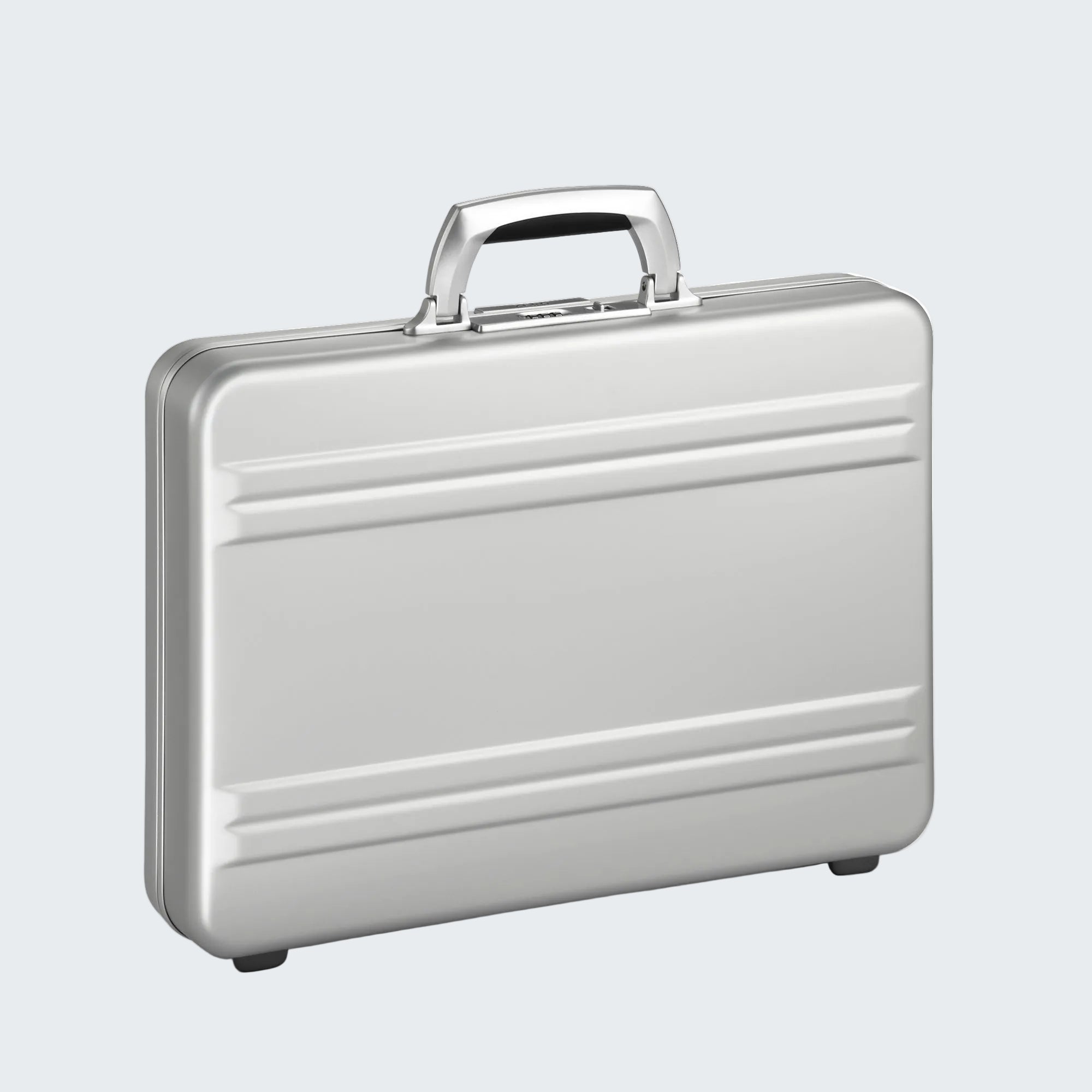 Silver briefcase on a white background