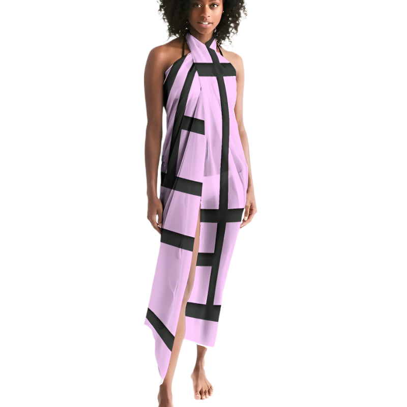 Geometric Lavender and Black Sheer Sarong