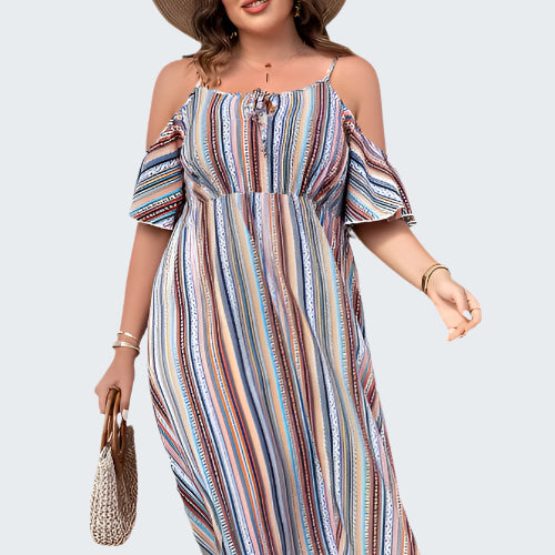 Striped Cold-Shoulder Dress