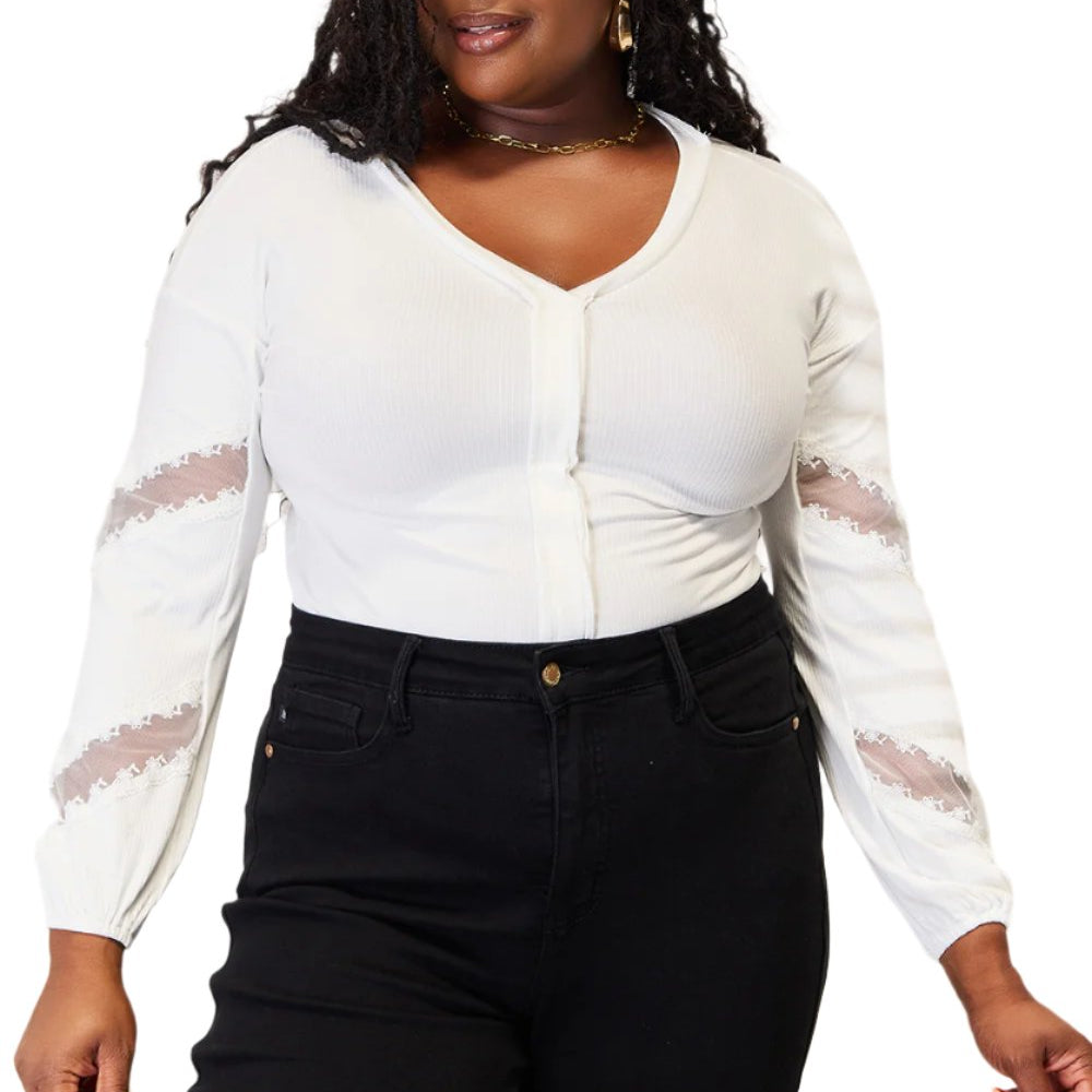 Double Take V-Neck Dropped Shoulder Blouse
