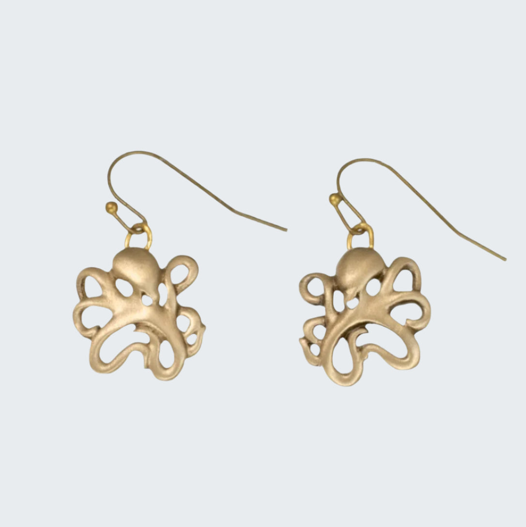 Bronze Octopus Dangle Earrings