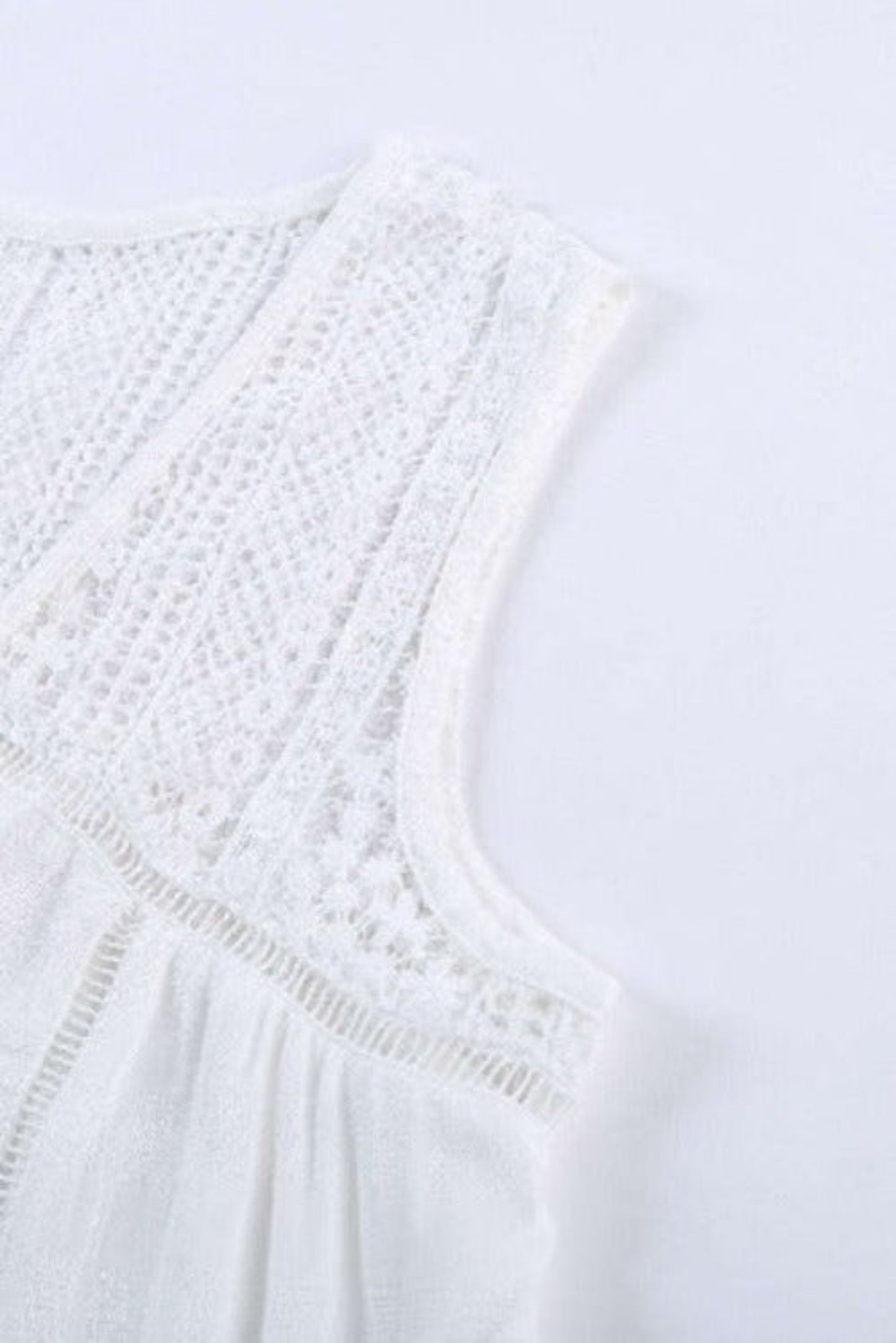 Chic White Lace Tie Front Button Tank Top - Sun of the Beach Boutique