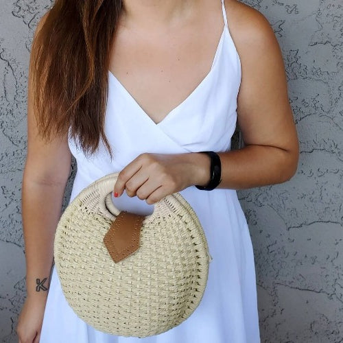 Coseey Top Handle Wicker Handbag