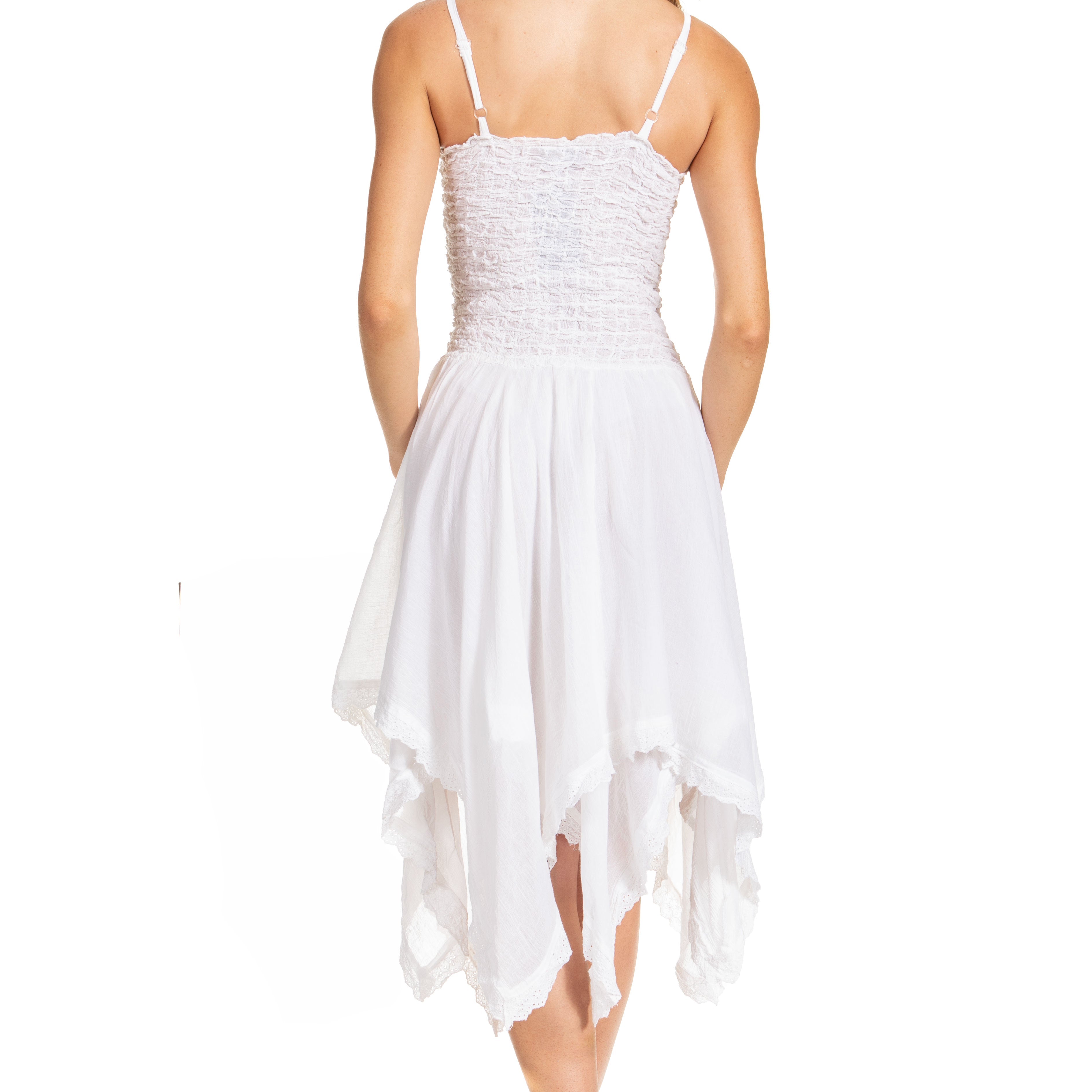 White dress with thin straps on a white background