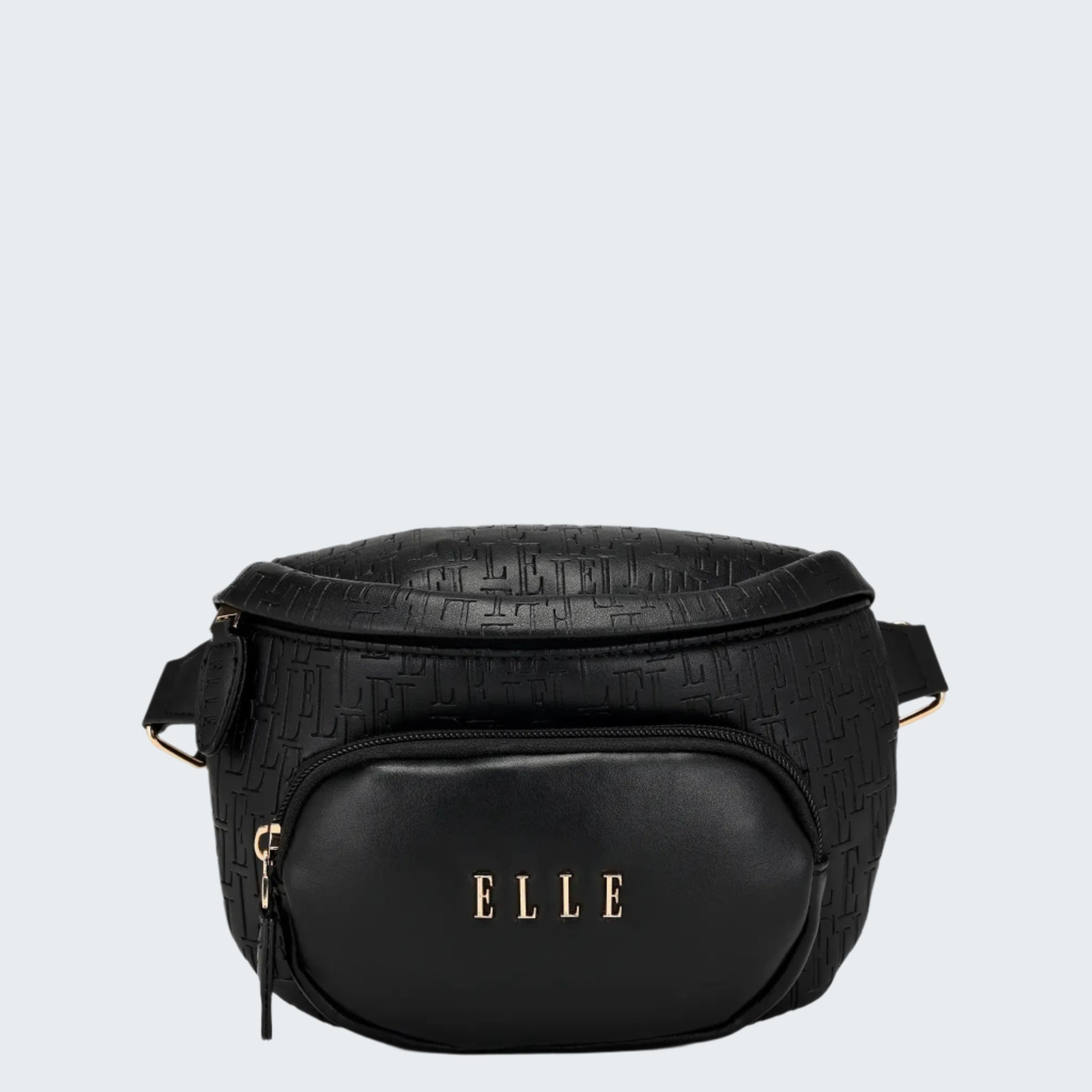Black bag with 'ELLE' branding on a white background