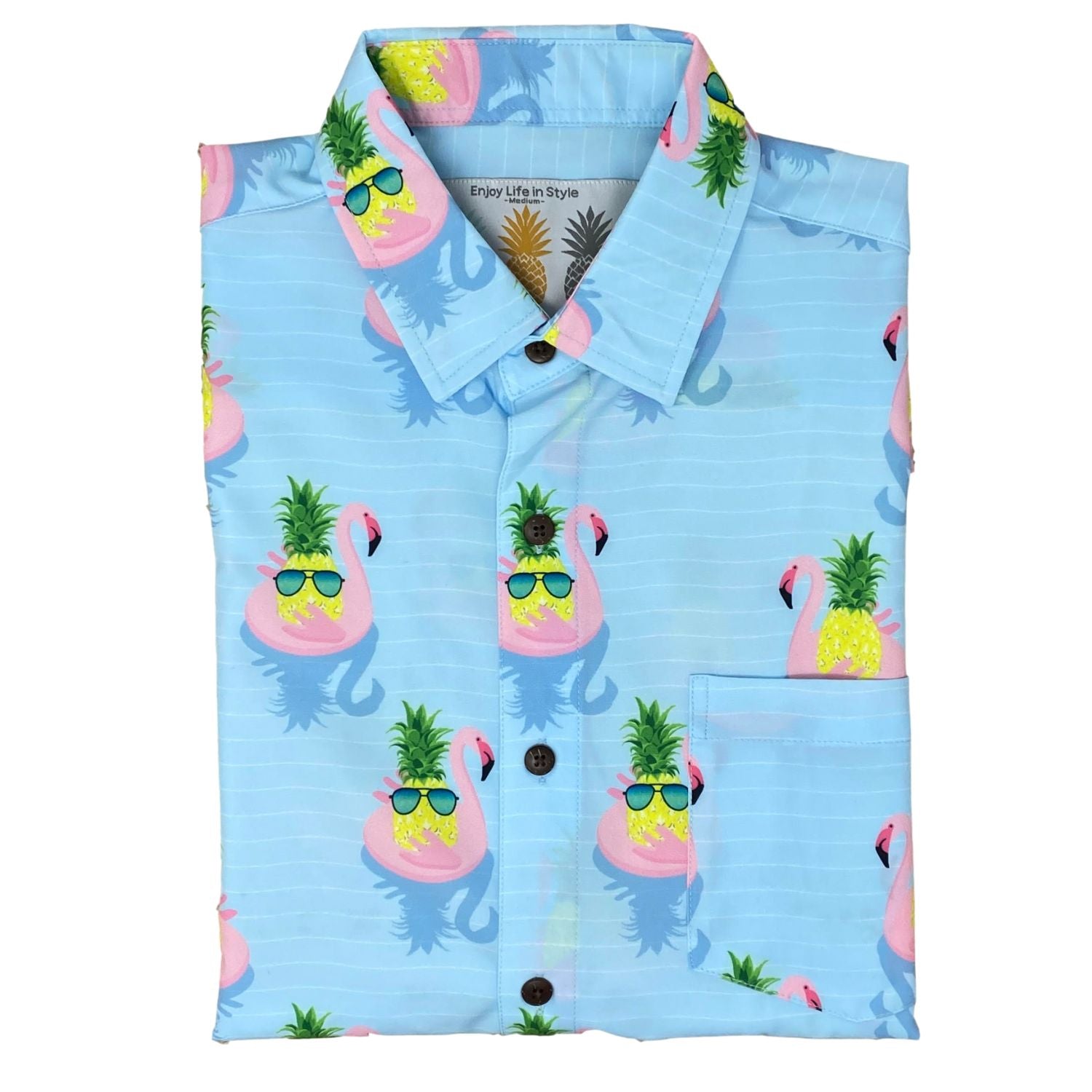 Super Stretch Flamingo Cool Hawaiian Shirt