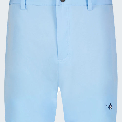 Light blue shorts on a white background