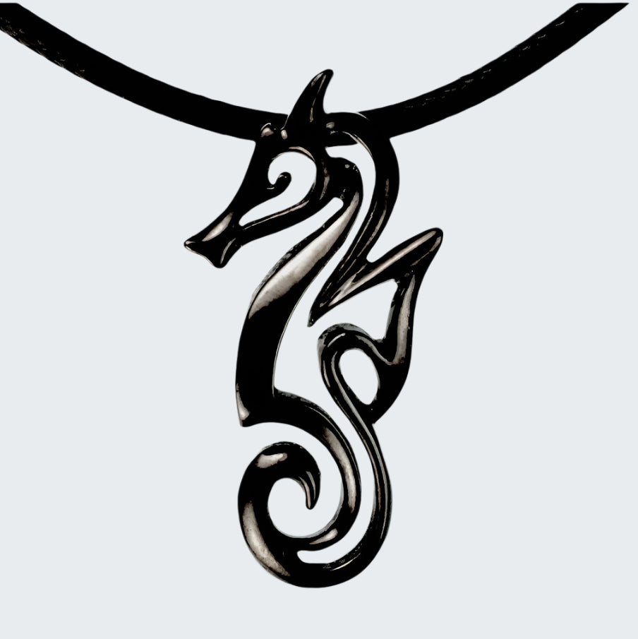 Black Seahorse Necklace