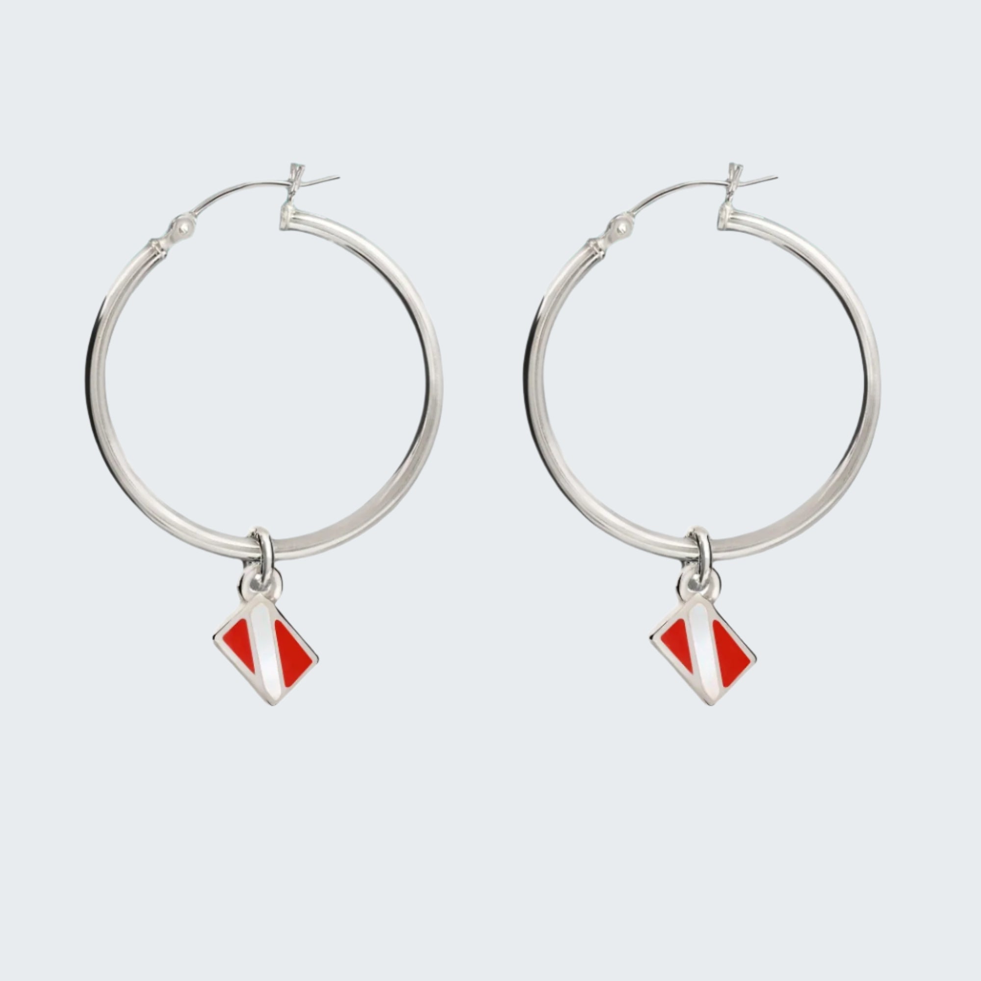 Dive Flag Hoop Earrings for Women Sterling Silver