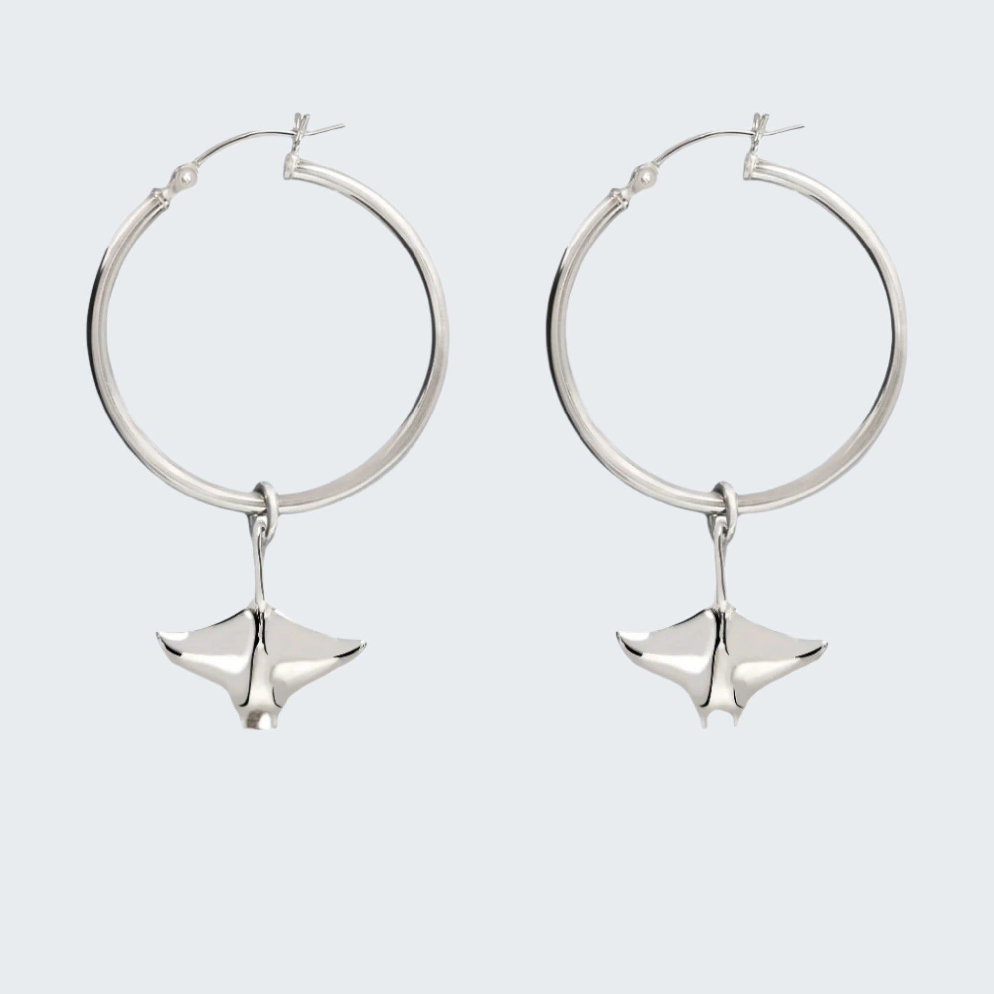 Manta Ray Sterling Silver Drop Earrings