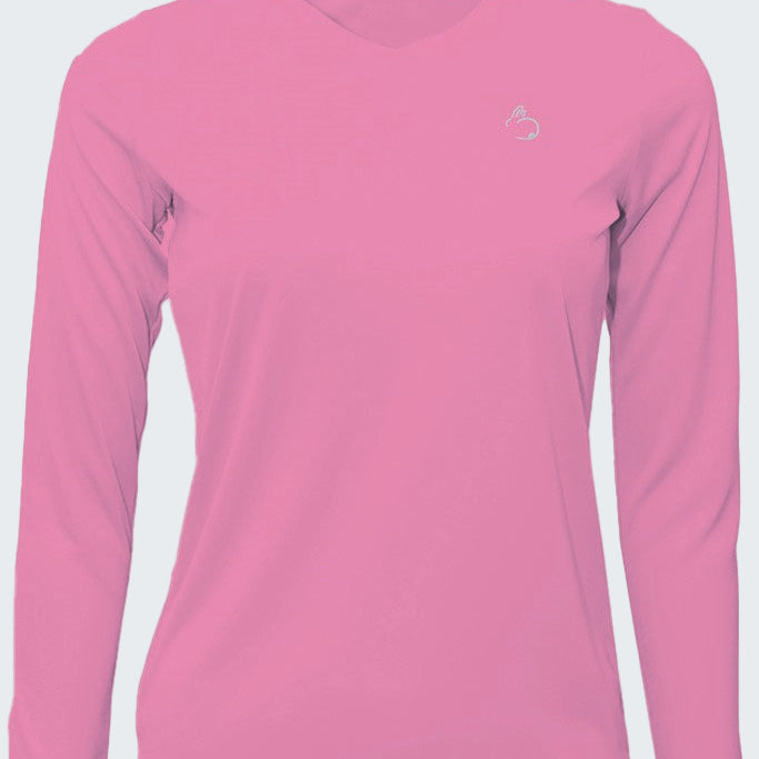 Pink long-sleeve shirt on a white background