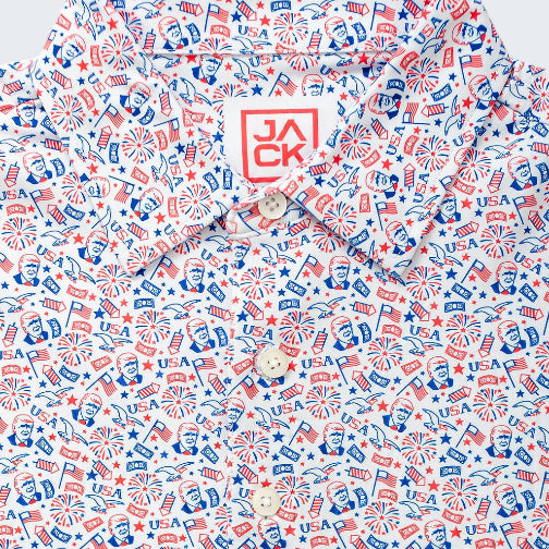 Patterned shirt with 'Jack' logo on a white background