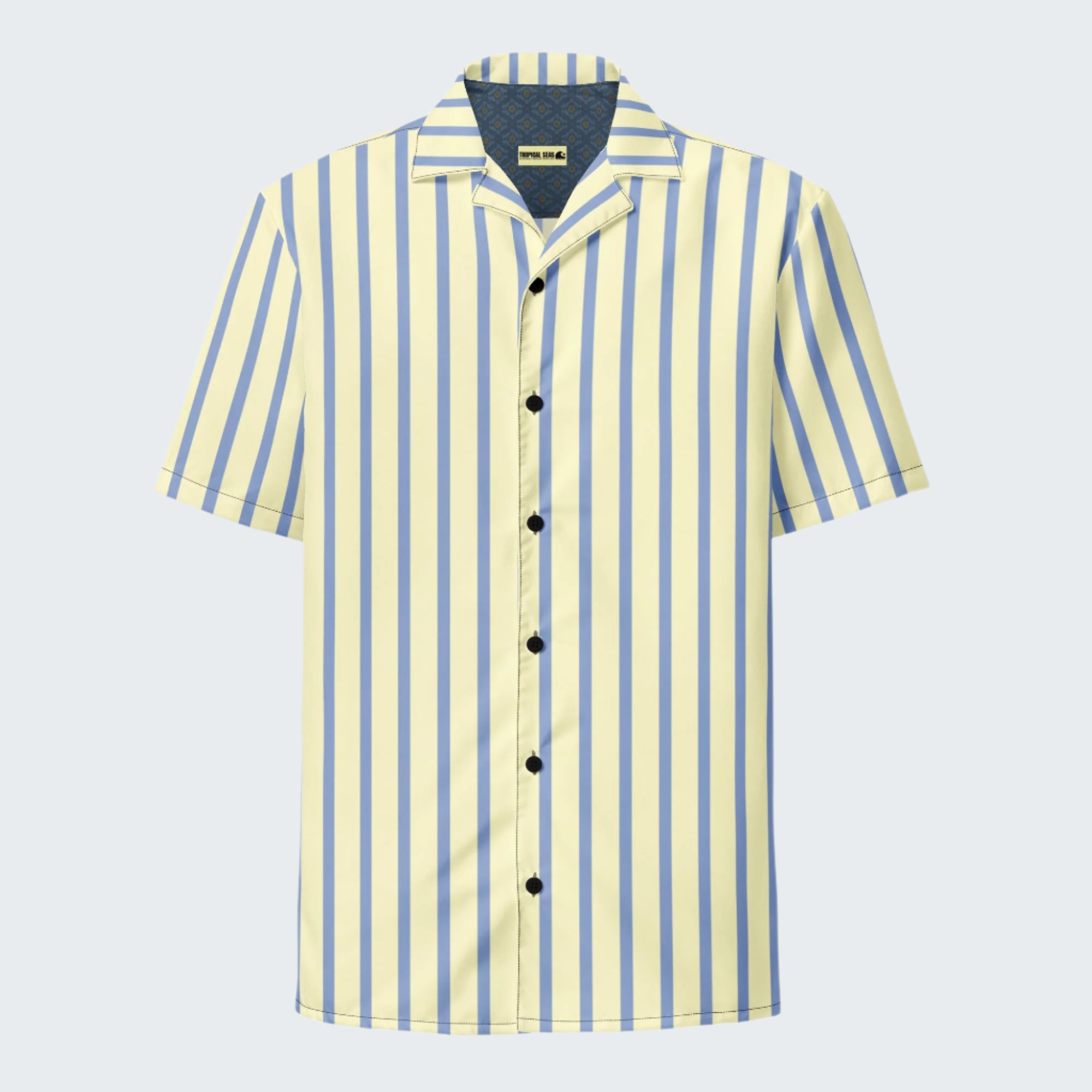 Mellow Yellow an Marlin Blue Striped Button-Down Camp Shirt