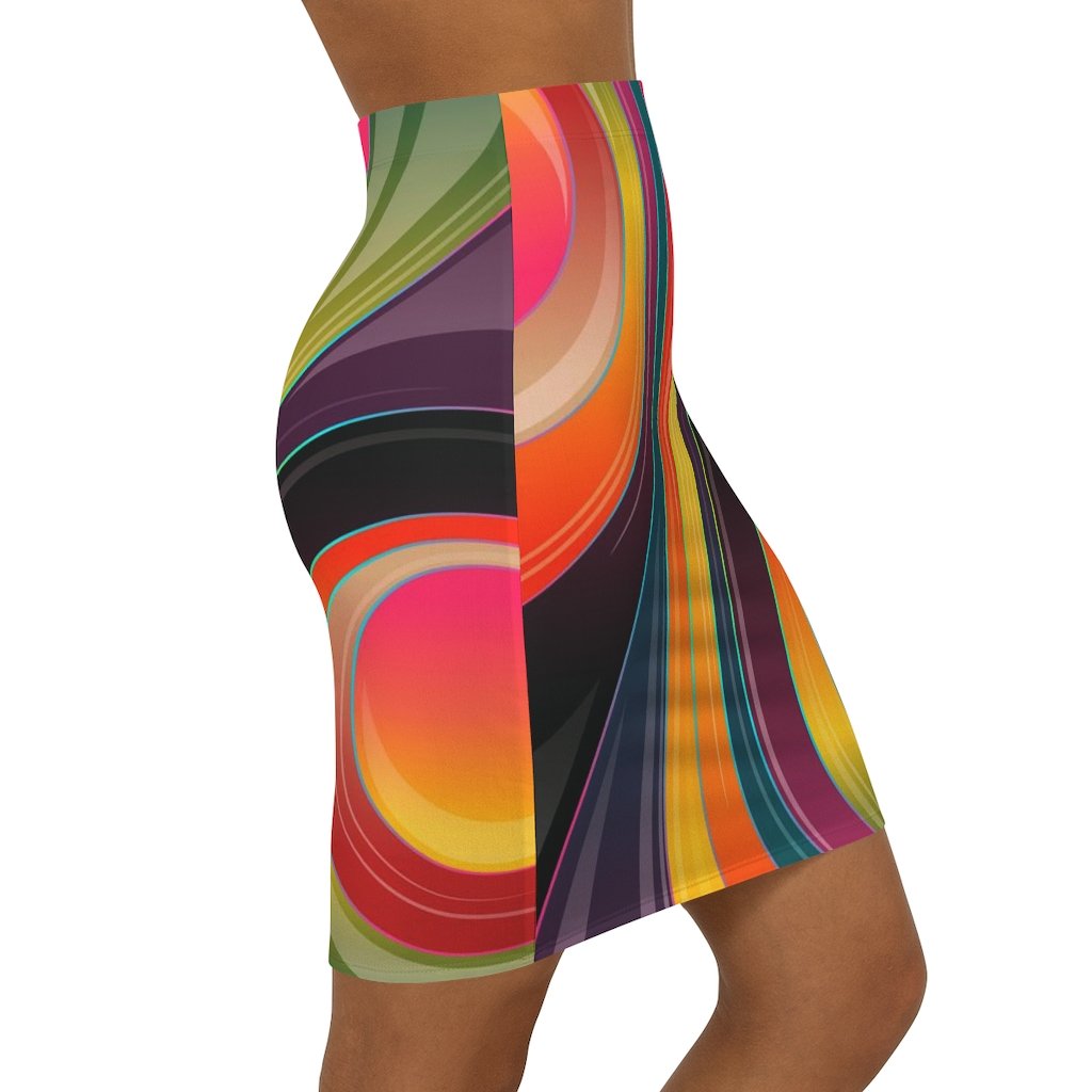 Multicolor Abstract Swirl Style Skirt