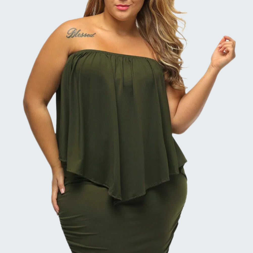 Multiple Layered Army Green Mini Dress
