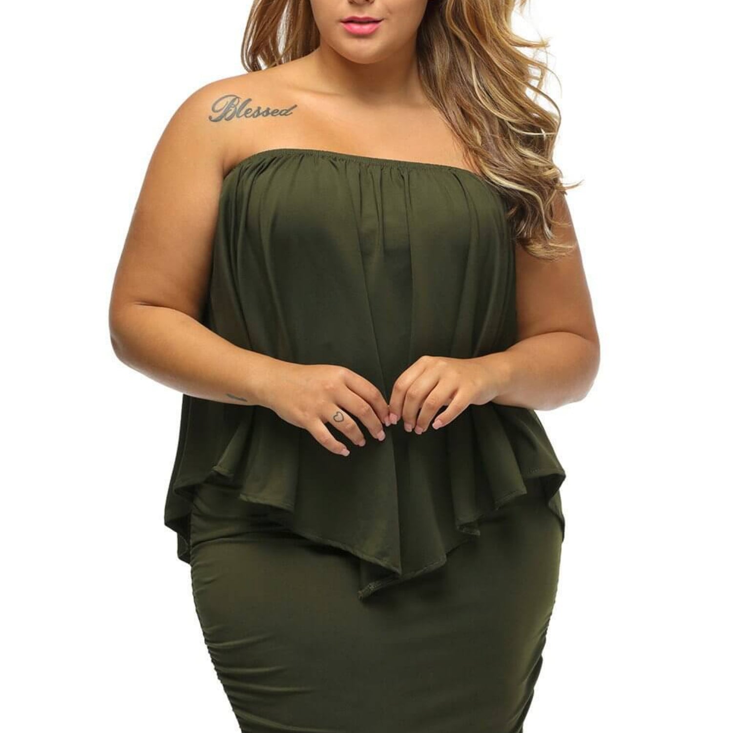 Multiple Layered Army Green Mini Dress
