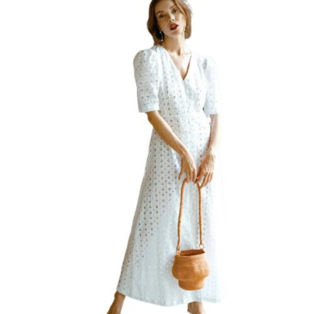 Olympia Embroidered Cotton Dress